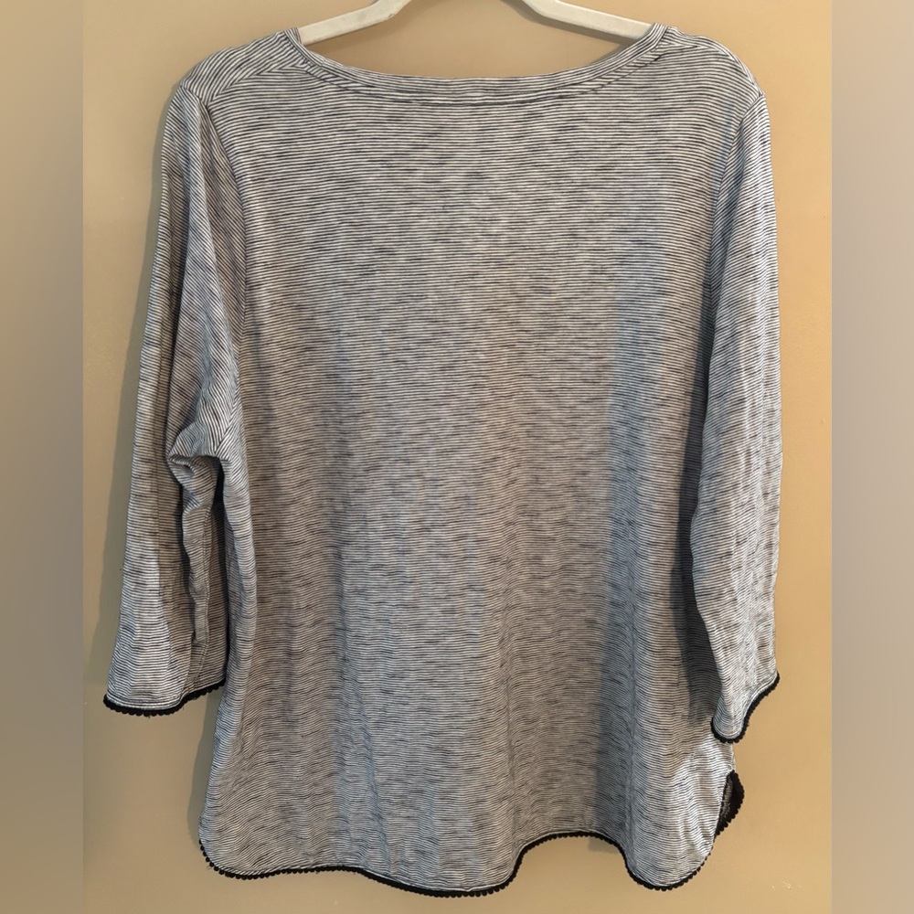 Talbots 2X Black and Gray Heathered 3/4 Sleeve Top, EUC - Picture 4 of 4